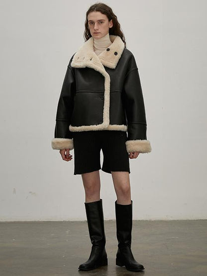 Fireladyfur Reversible Motorcycle Jacket – Wool & Suede Shearling