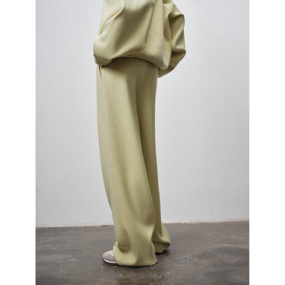 Winter Morning Sunshine Knit Pants – Wool Blend Slim Straight Fit