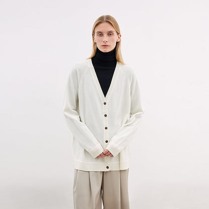 Australian Merino Wool V-Neck Loose Knit Cardigan