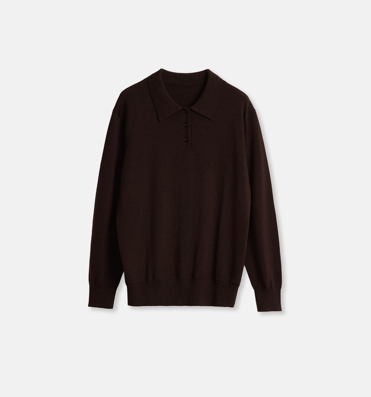 "Library Diary" Machine Washable Wool Polo Neck Top