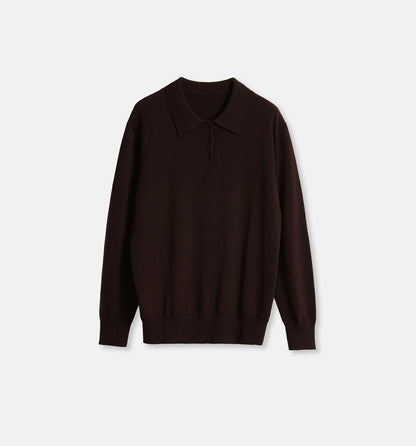 "Library Diary" Machine Washable Wool Polo Neck Top
