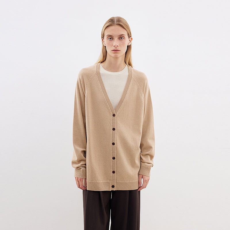 Australian Merino Wool V-Neck Loose Knit Cardigan