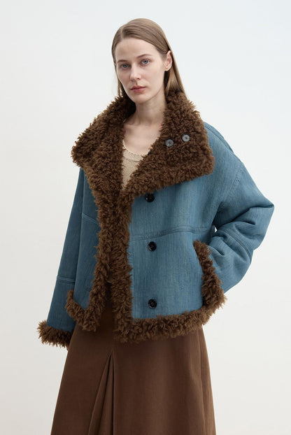 Fireladyfur Reversible Motorcycle Jacket – Wool & Suede Shearling