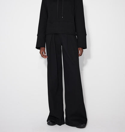 Autumn Winter Sports Set – Minimalist Hooded Sweatshirt & Straight-Leg Pants