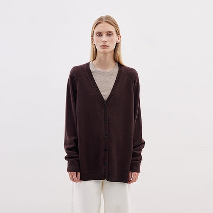 Australian Merino Wool V-Neck Loose Knit Cardigan