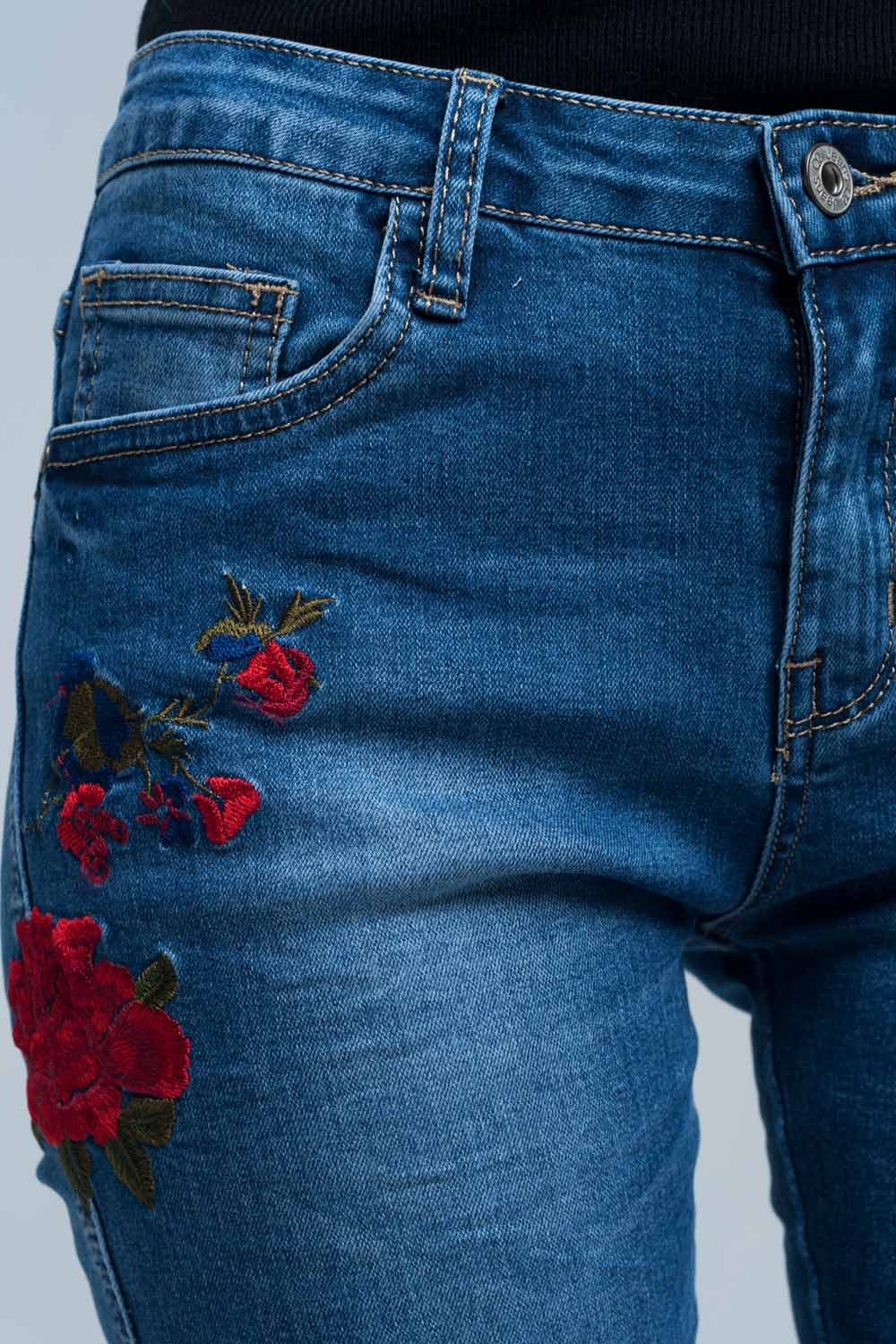 Geo-Embroidered Skinny Jeans – Sleek & Artistic Edge