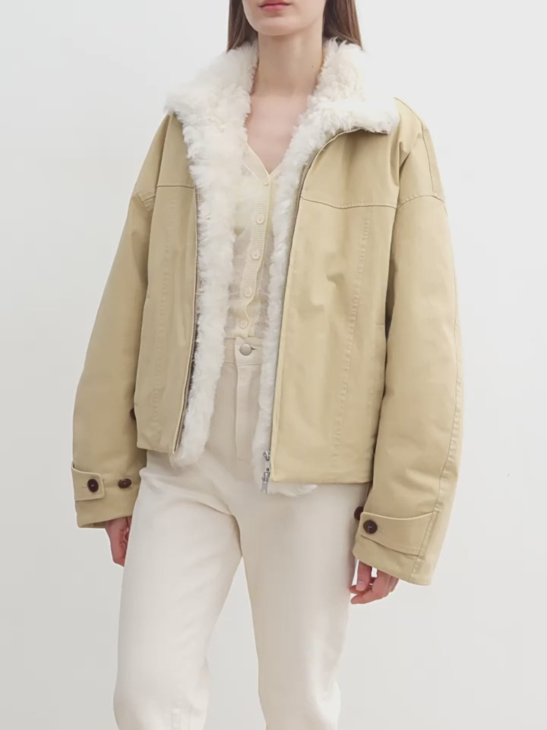 Detachable Shearling Collar Down Parka – Casual Chic Winter Warmth