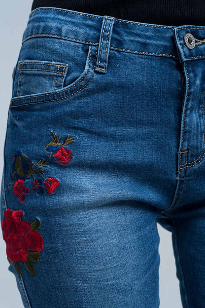 Geo-Embroidered Skinny Jeans – Sleek & Artistic Edge