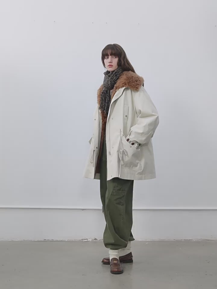 Green Mile Miracle Loose Drawstring Down Removable Mid-Length Jacket