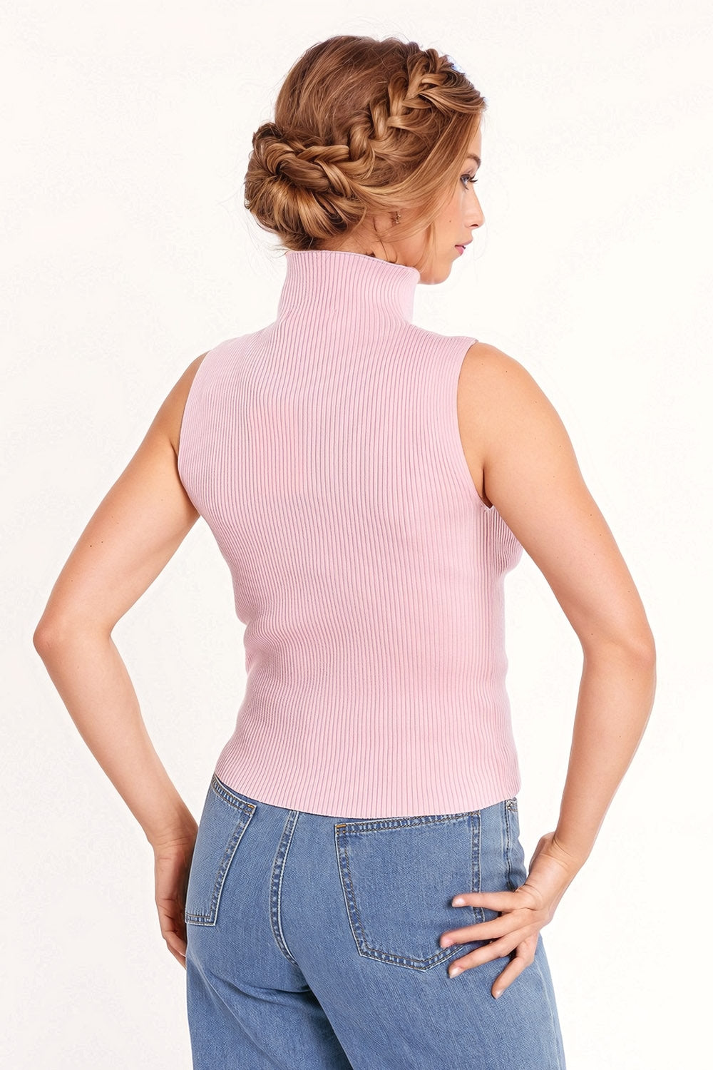 Knitted Baby Pink Sleeveless Top – Chic Everyday Fit