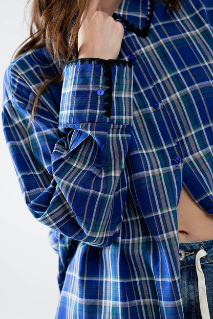Blue Lumberjack Oversized Cotton Shirt