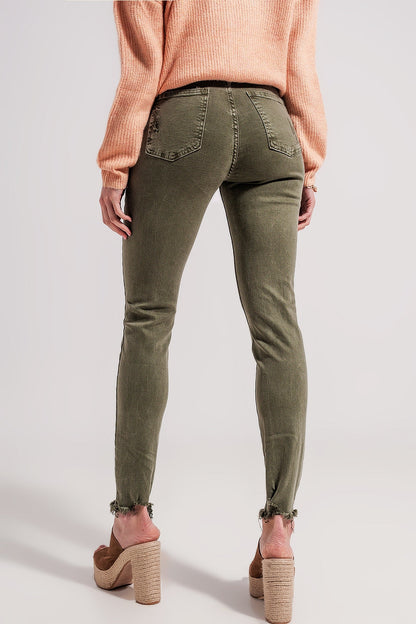 Ripped Green Skinny Jeans – Edgy Streetwear Essential