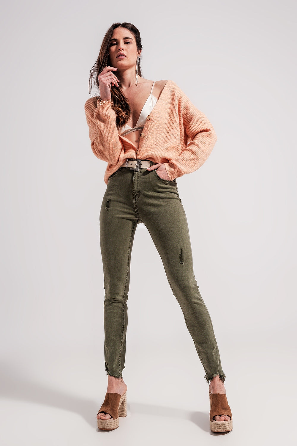 Ripped Green Skinny Jeans – Edgy Streetwear Essential