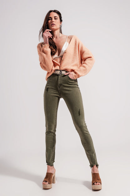 Ripped Green Skinny Jeans – Edgy Streetwear Essential