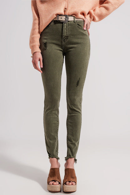 Ripped Green Skinny Jeans – Edgy Streetwear Essential